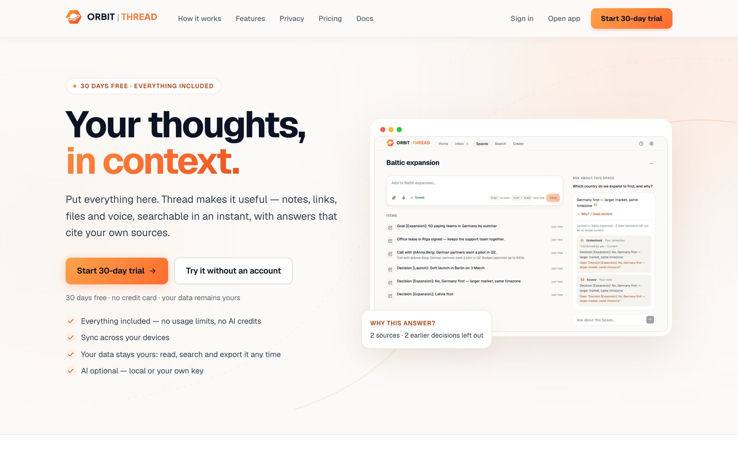 Orbit Thread website
